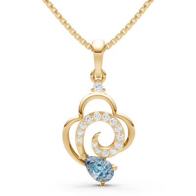 Aquamarine Swirl Fire Pendant