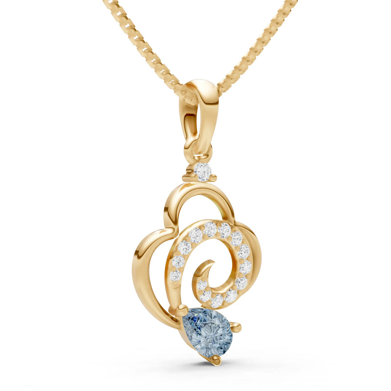 Aquamarine Swirl Fire Pendant
