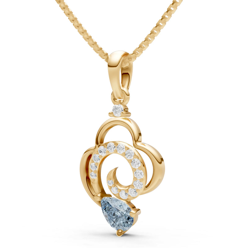 Aquamarine Swirl Fire Pendant