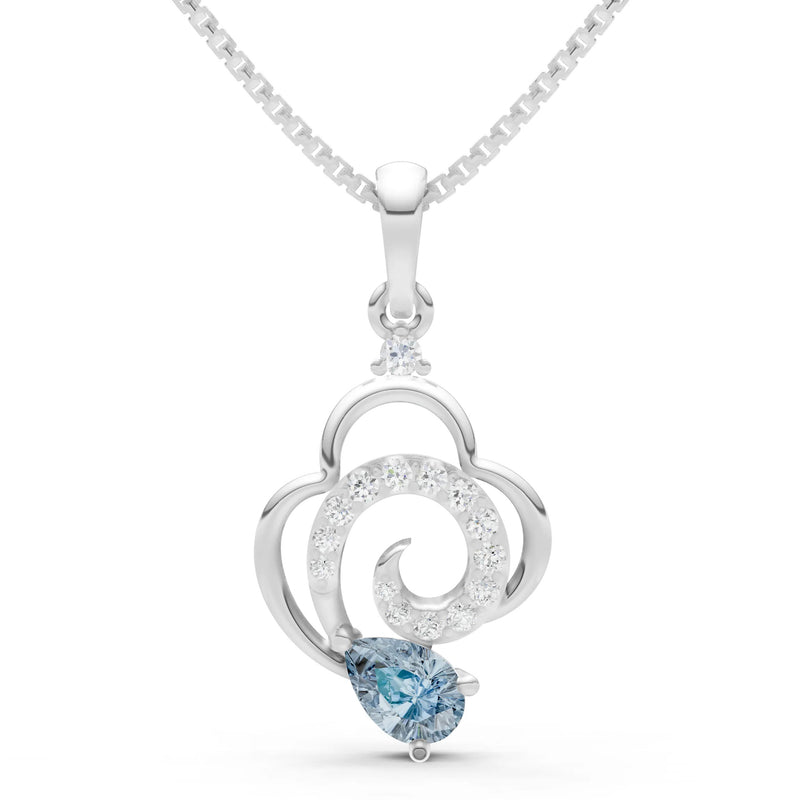 Aquamarine Swirl Fire Pendant