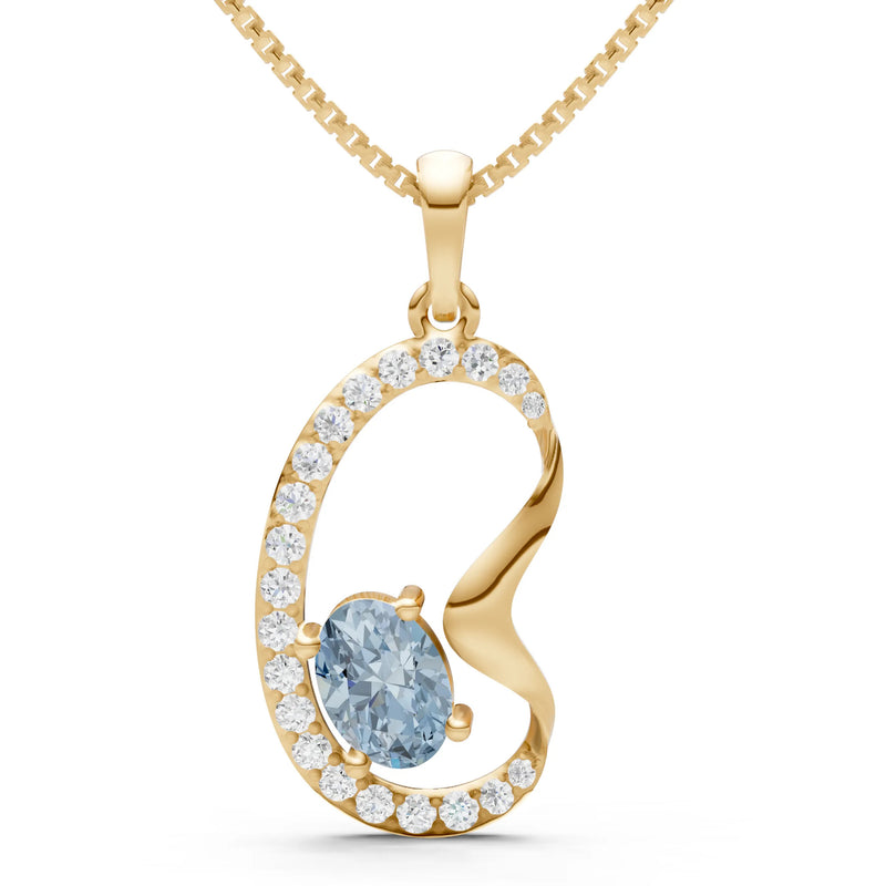 Aquamarine Crescent Dynamic Embrace Scintilla Pendant