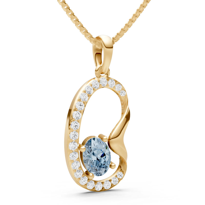 Aquamarine Crescent Dynamic Embrace Scintilla Pendant