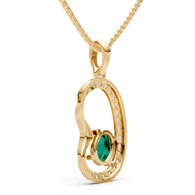 Emerald Crescent Embrace Pendant