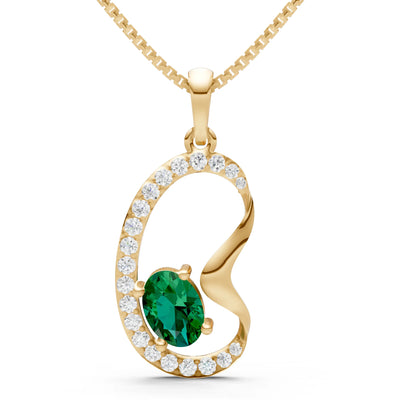 Emerald Crescent Embrace Pendant