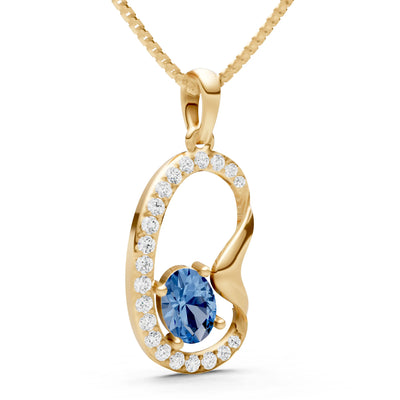 London Blue Topaz Crescent Embrace Pendant