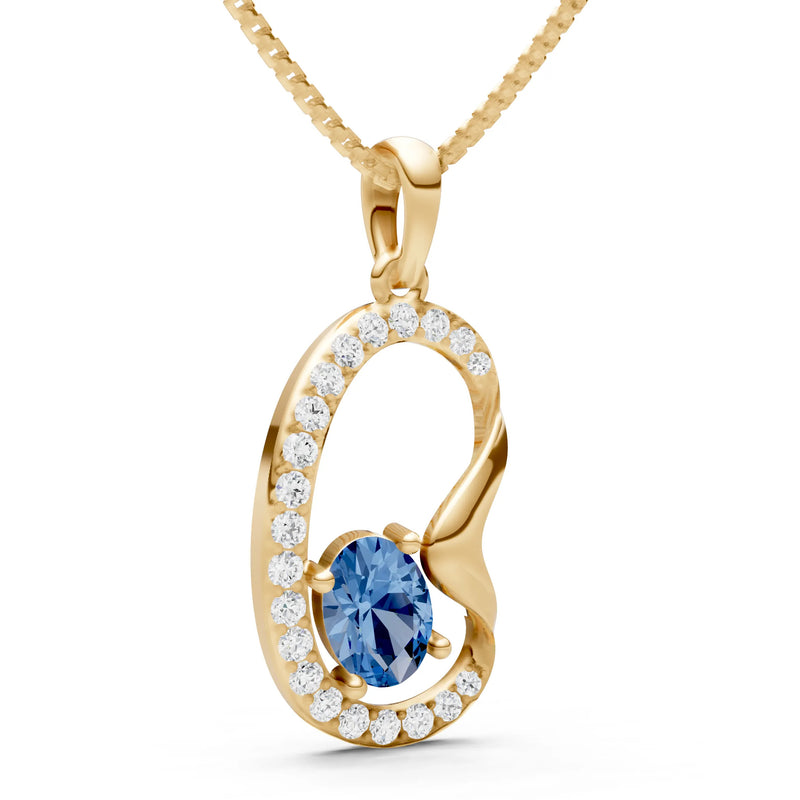London Blue Topaz Crescent Embrace Pendant