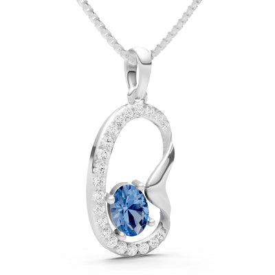 London Blue Topaz Crescent Embrace Pendant