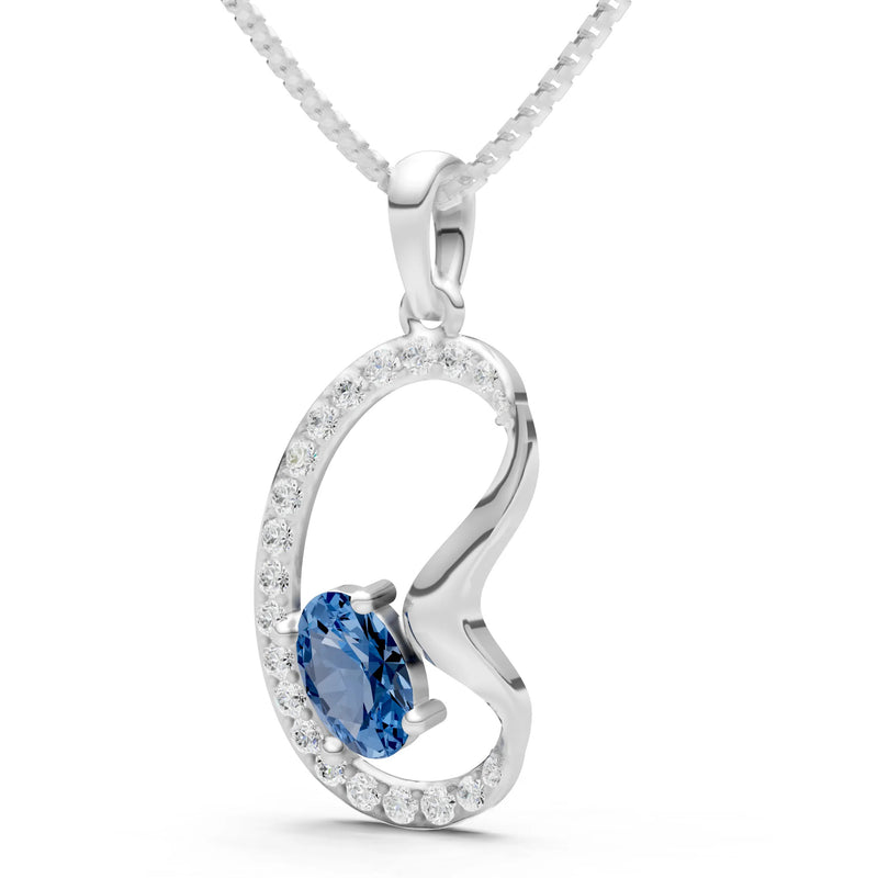 London Blue Topaz Crescent Embrace Pendant