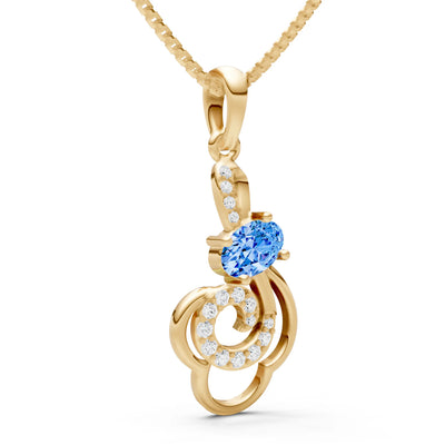 Swiss Blue Topaz Bloom Pendant
