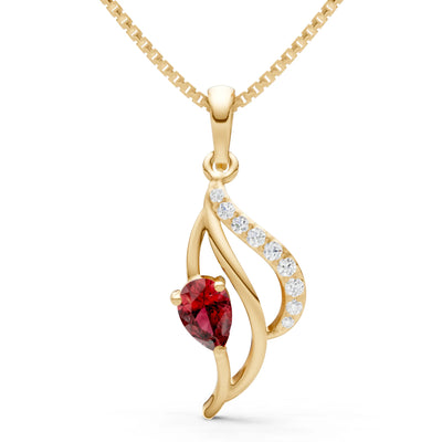 Garnet Tear Petal Accolade Pendant