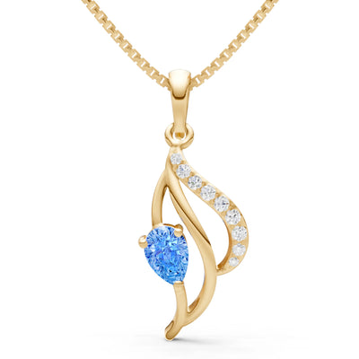 Swiss Blue Topaz Petal Pendant