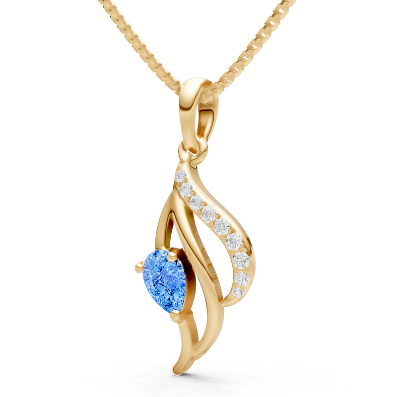 Swiss Blue Topaz Petal Pendant