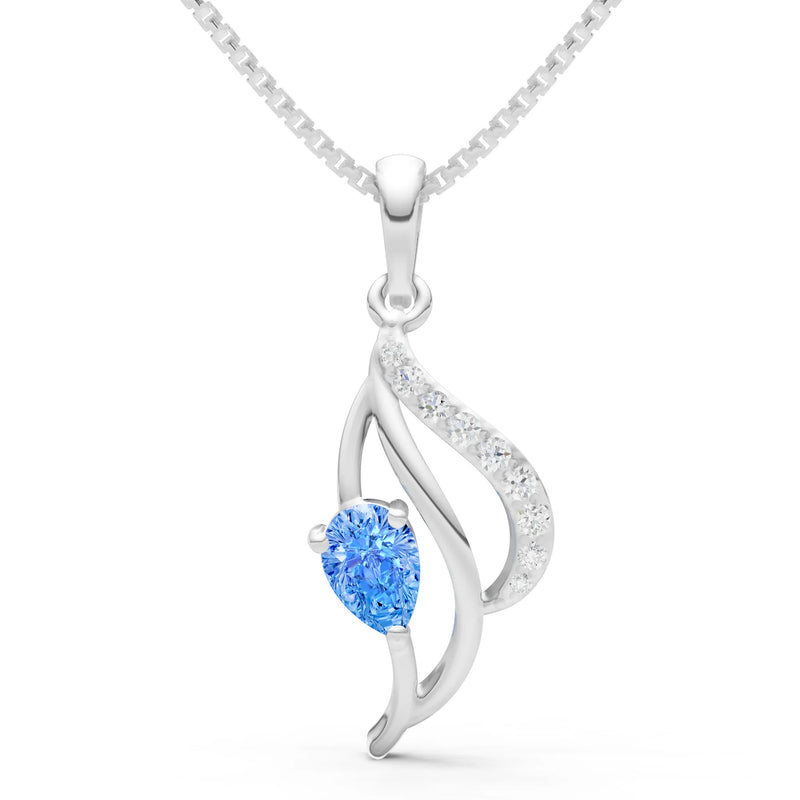 Swiss Blue Topaz Petal Pendant