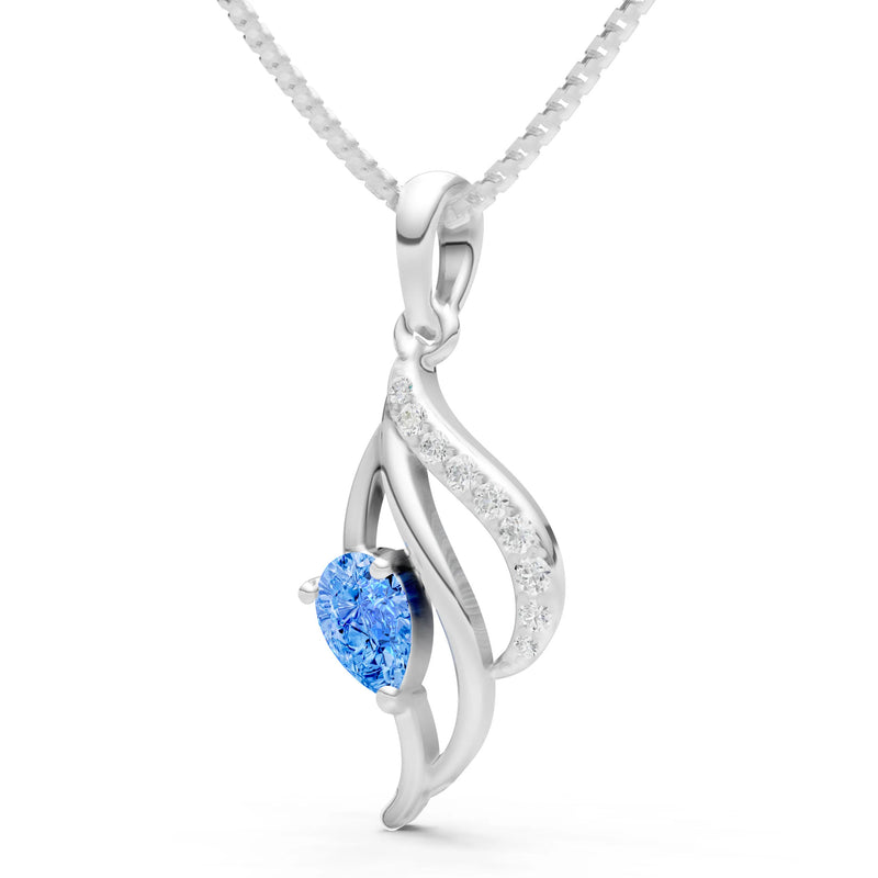 Swiss Blue Topaz Petal Pendant