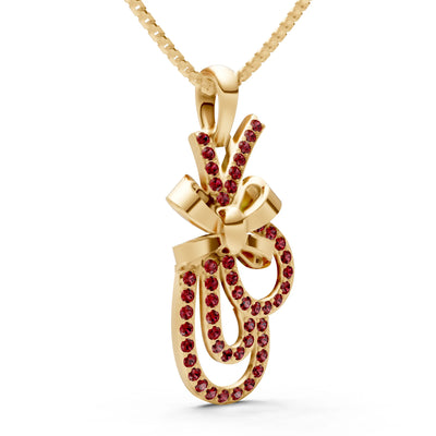 Garnet Tied Scrollwork Adorn Pendant