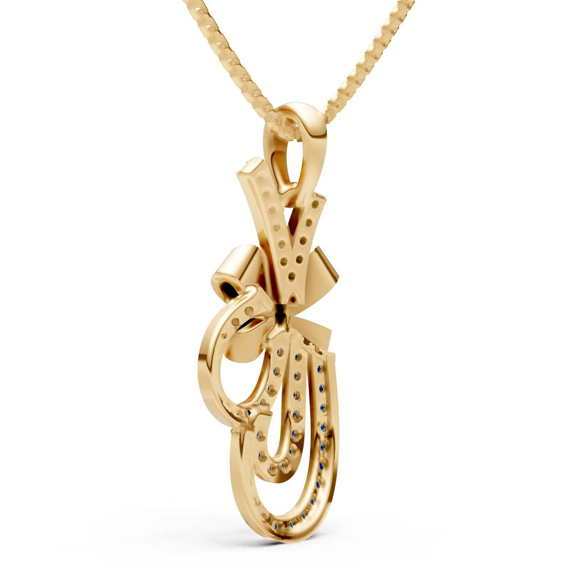 London Blue Topaz Tied Scrollwork Adorn Pendant