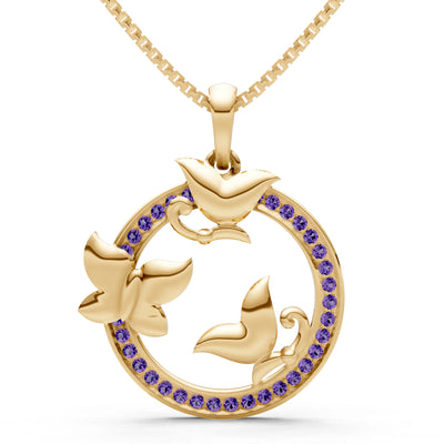 Amethyst Butterflies Pendant