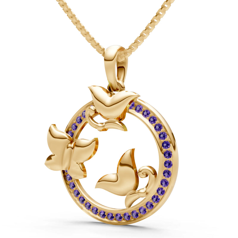 Amethyst Butterflies Pendant