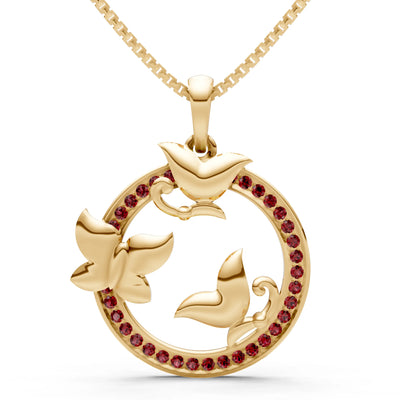 Garnet Butterflies Pendant