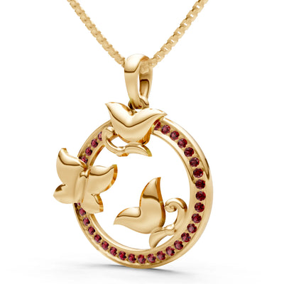 Garnet Butterflies Pendant