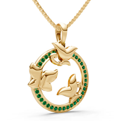 Emerald Butterflies Pendant