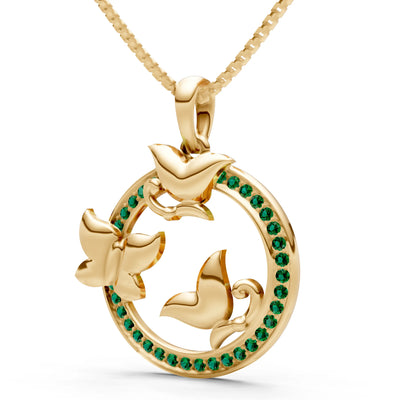 Emerald Butterflies Pendant