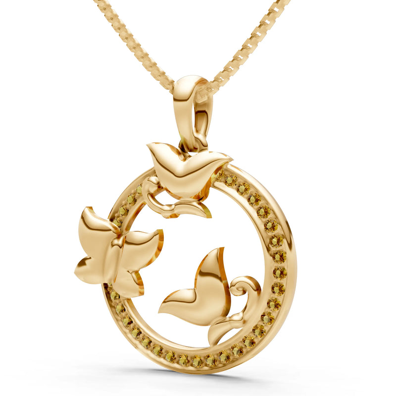 Citrine Butterflies Pendant