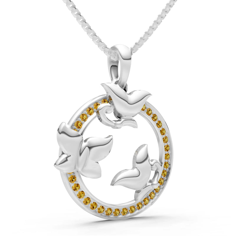 Citrine Butterflies Pendant