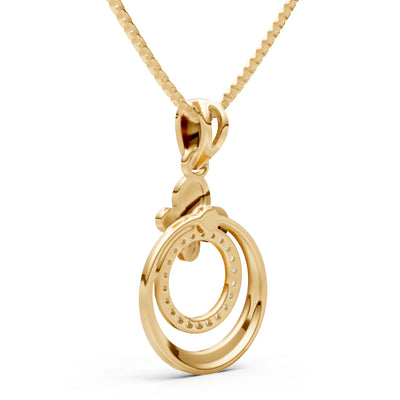 Diamond Butterfly Double Ring Pendant