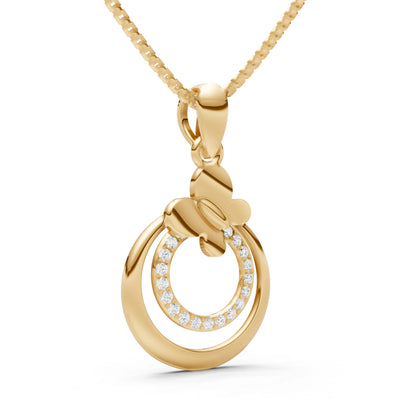 Diamond Butterfly Double Ring Pendant