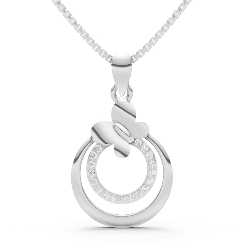 Diamond Butterfly Double Ring Pendant