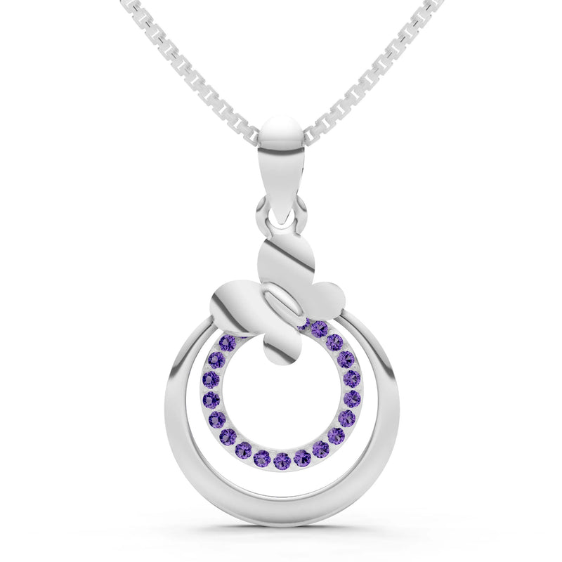 Amethyst Butterfly Double Ring Pendant