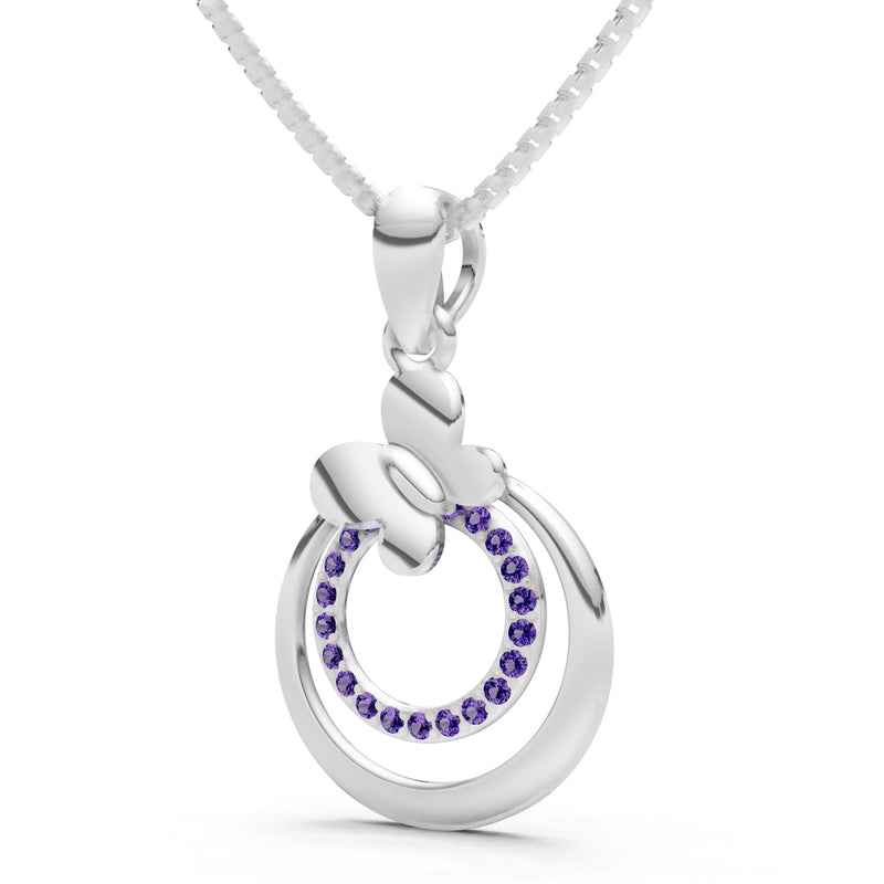 Amethyst Butterfly Double Ring Pendant