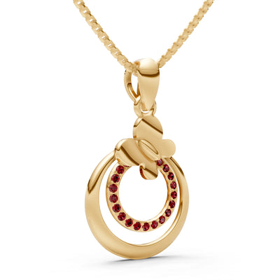 Garnet Butterfly Double Ring Pendant