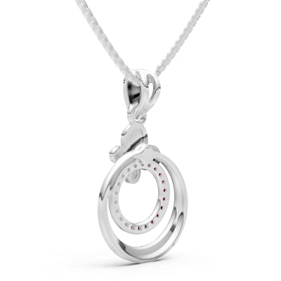 Garnet Butterfly Double Ring Pendant