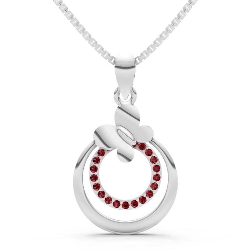 Garnet Butterfly Double Ring Pendant