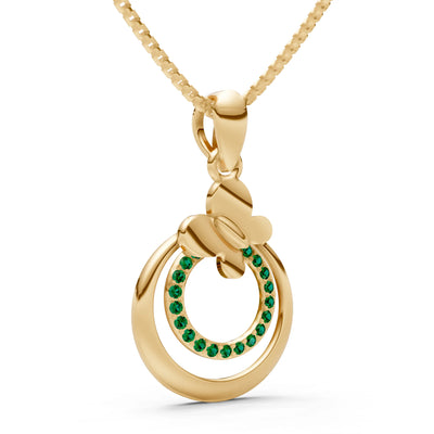 Emerald Butterfly Double Ring Pendant
