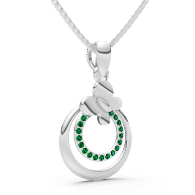 Emerald Butterfly Double Ring Pendant