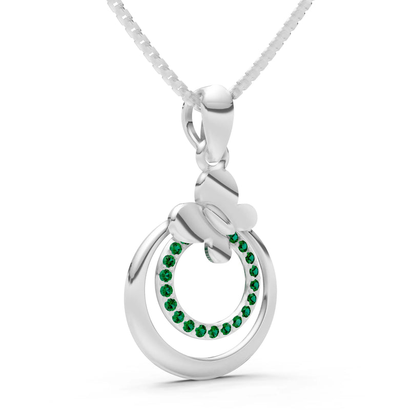 Emerald Butterfly Double Ring Pendant