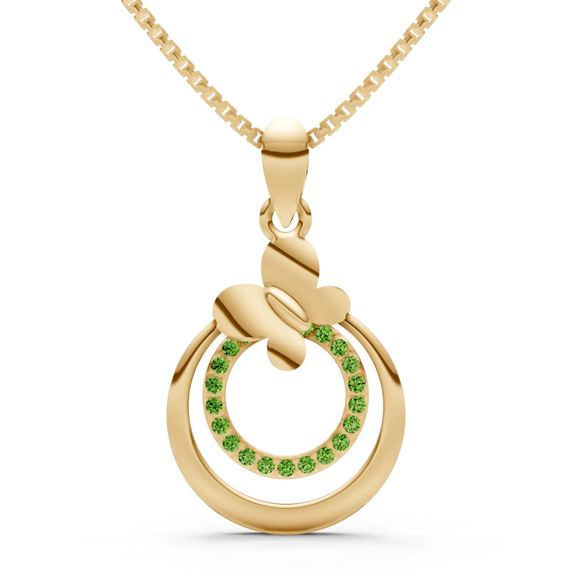 Peridot Butterfly Double Ring Glint Pendant