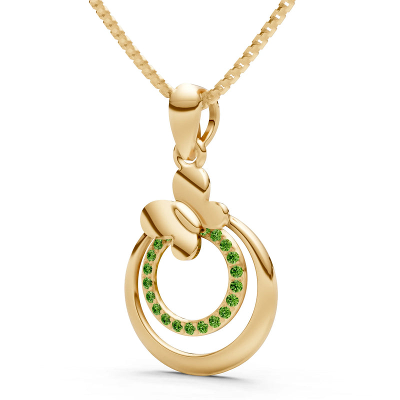 Peridot Butterfly Double Ring Glint Pendant