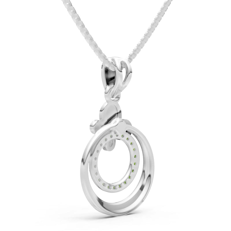 Peridot Butterfly Double Ring Glint Pendant