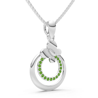 Peridot Butterfly Double Ring Glint Pendant