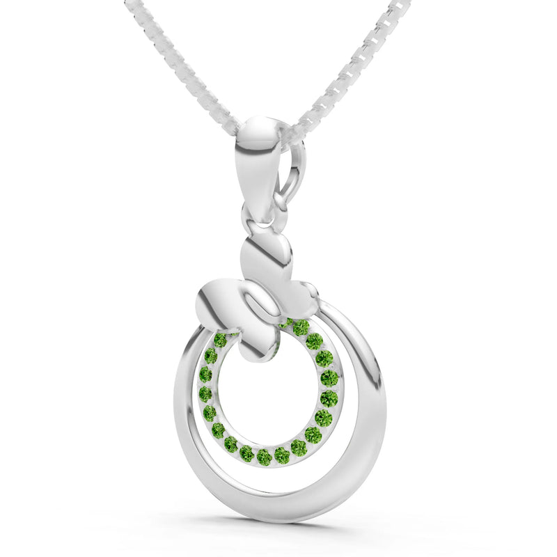 Peridot Butterfly Double Ring Glint Pendant