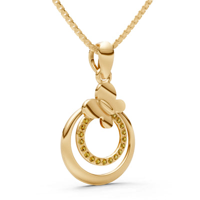 Citrine Butterfly Double Ring Glint Pendant