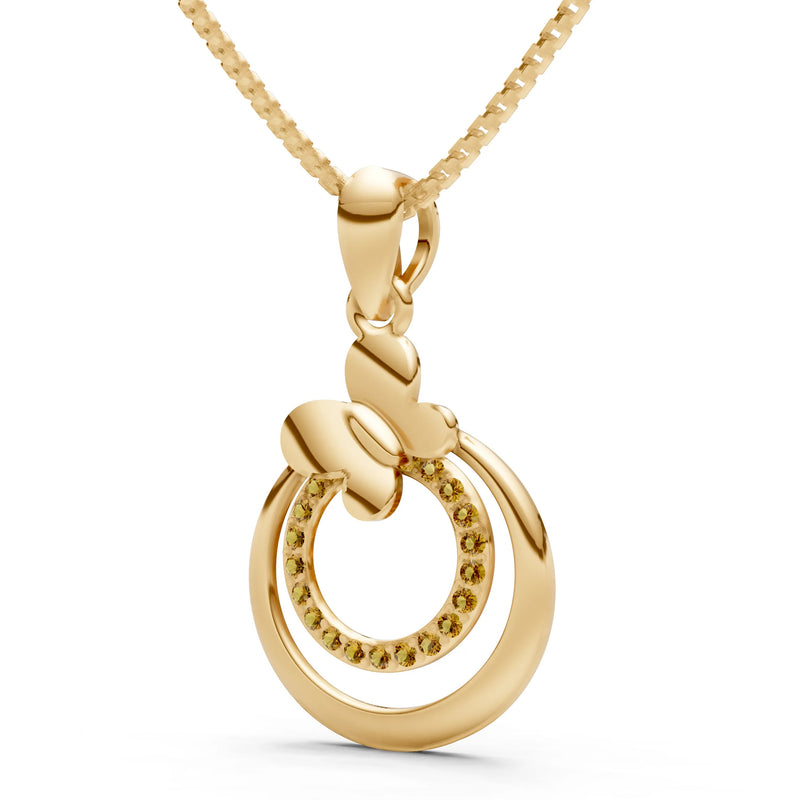 Citrine Butterfly Double Ring Glint Pendant