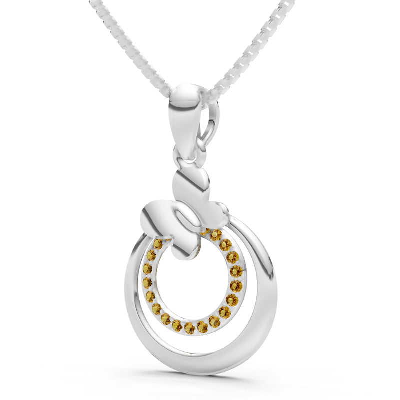Citrine Butterfly Double Ring Glint Pendant
