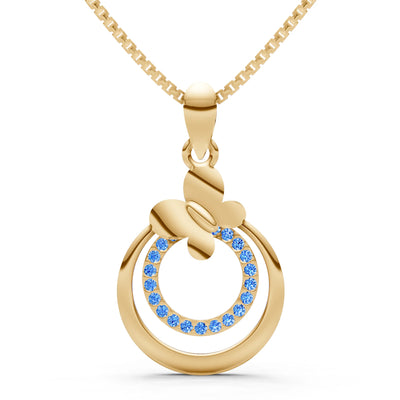 Swiss Blue Topaz Butterfly Double Ring Glint Pendant