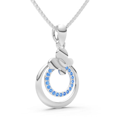 Swiss Blue Topaz Butterfly Double Ring Glint Pendant