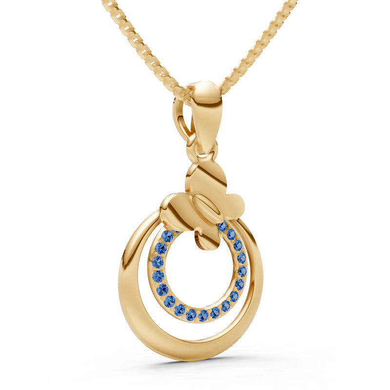 London Blue Topaz Butterfly Double Ring Pendant